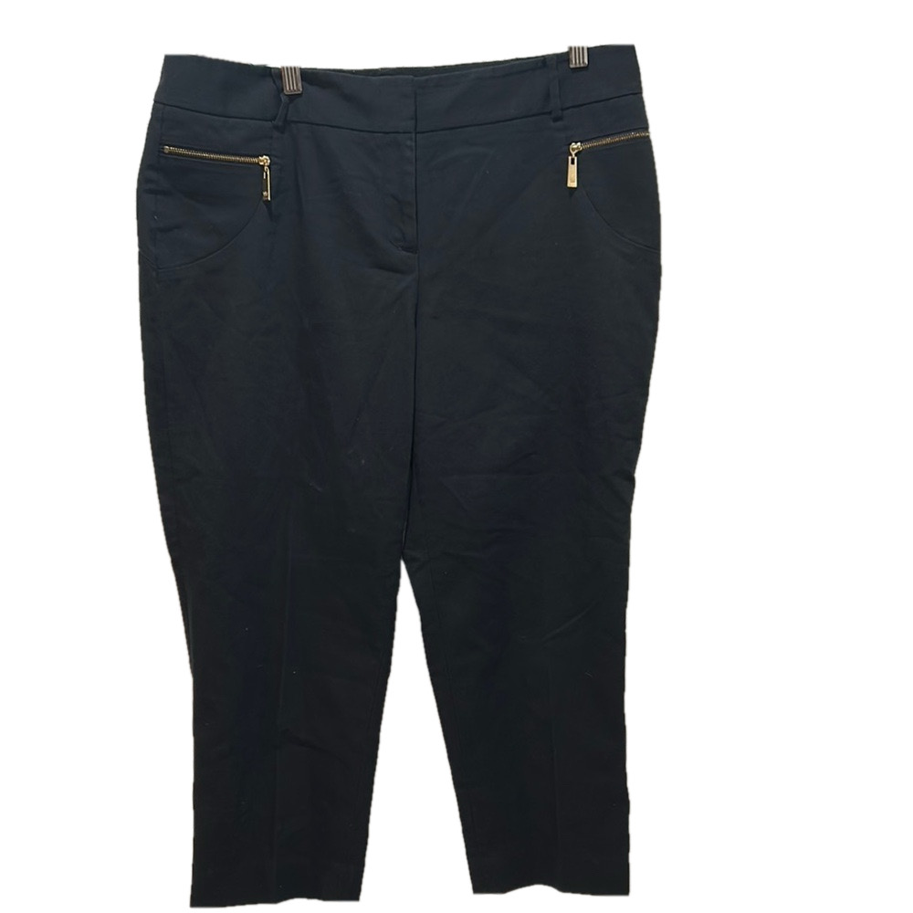 CHAUS New York Black Pants with Gold Zipper Accents size 12 GUC